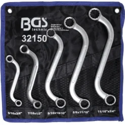 BGS S-Form Doppel-Ringschlüssel-Satz | Zollgrößen | SW 3/8" - 3/4" | 5-tlg. – 32150