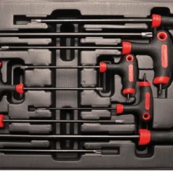 BGS DIY Schraubendreher-Satz Mit T-Griff Und Seitlicher Klinge | T-Profil (für Torx) Mit Bohrung | T10 - T50 | 9-tlg. – 7880