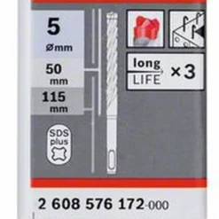 Bosch Hammerbohrer SDS-plus-7X 5 X 50 X 115 Mm 10er-Pack 2608576172