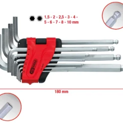 KS Tools Kugelkopf-Innensechskant-Winkelstiftschlüssel-Satz, Lang, 10-tlg. - 151.5000